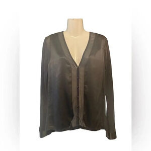 Unbranded Satin Button Down Cardigan with Silk Sheer Panels
